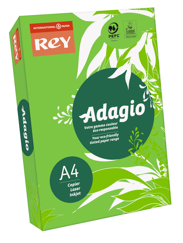Rey Adagio Paper A4 80gsm Deep Green (Ream 500) RYADA080X433 - ONE CLICK SUPPLIES