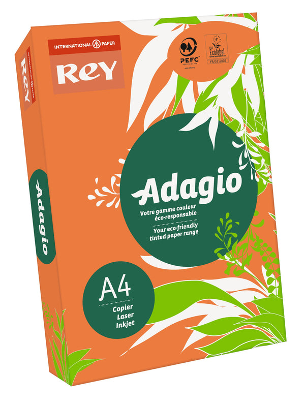 Rey Adagio Paper A4 80gsm Deep Orange (Ream 500) RYADA080X427 - ONE CLICK SUPPLIES