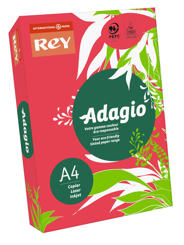Rey Adagio Paper A4 80gsm Deep Red (Ream 500) RYADA080X429 - ONE CLICK SUPPLIES