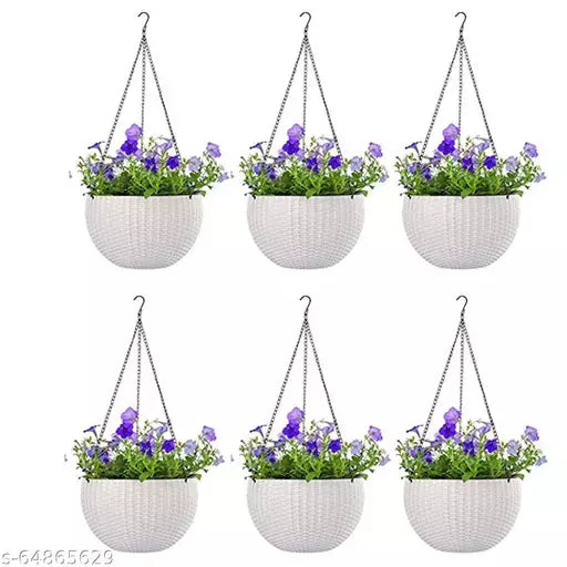 Fixtures Beige/Off White Rattan Effect Hanging Basket LARGE 25cm x 16cm - ONE CLICK SUPPLIES