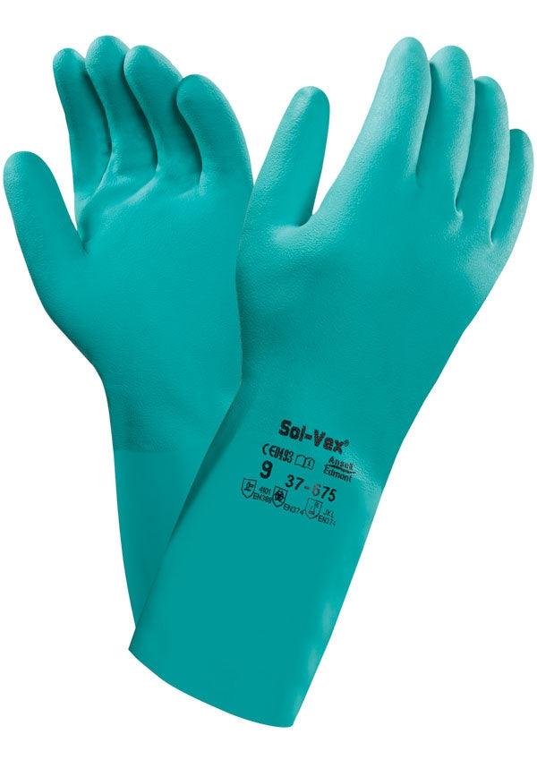 Ansell Solvex {37-675's} Green Large Gloves {All Sizes} - ONE CLICK SUPPLIES