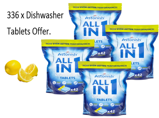 Astonish All In 1 Dishwasher Tablets Lemon {336 Tablet BULK OFFER} - ONE CLICK SUPPLIES