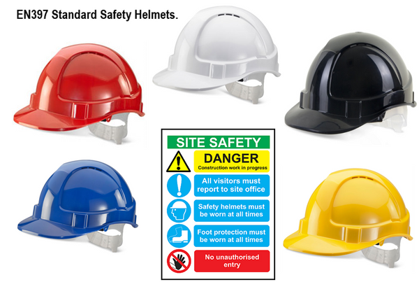 Basic Site Safety Helmets Vented and Conforms to EN397 Standards {All Colours} - ONE CLICK SUPPLIES
