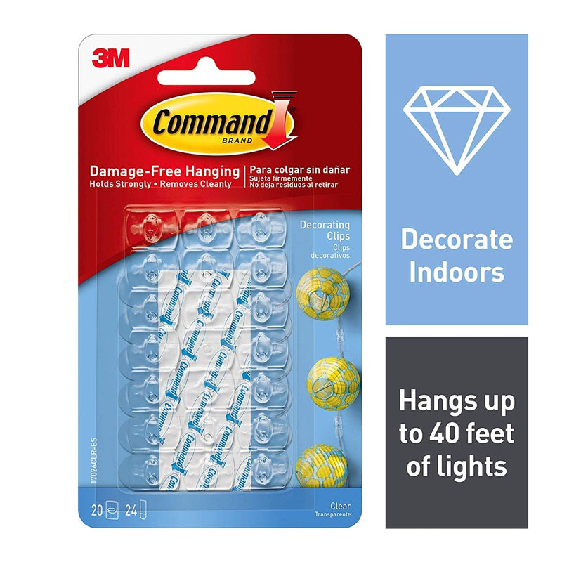 3M Command 17026CLR Clear Decorating Clips 20 Pack - ONE CLICK SUPPLIES