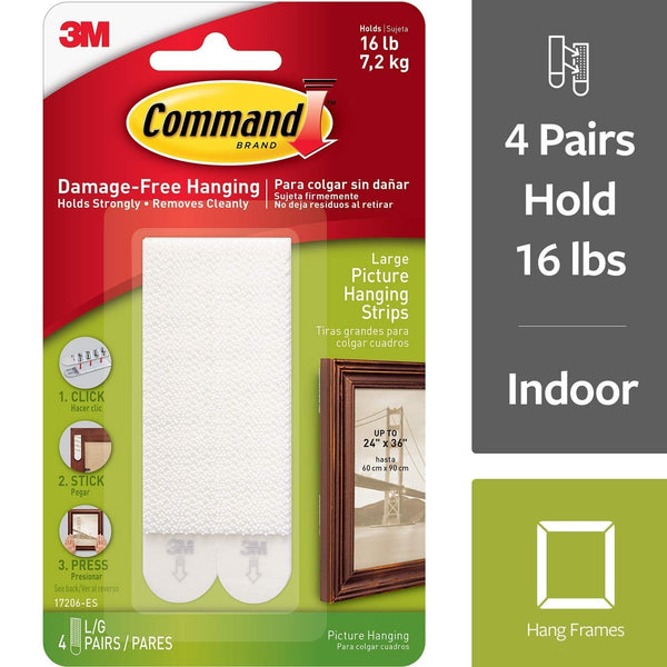 3M Command Picture Hanging Strips Large (Pack of 4) 17206 - ONE CLICK SUPPLIES