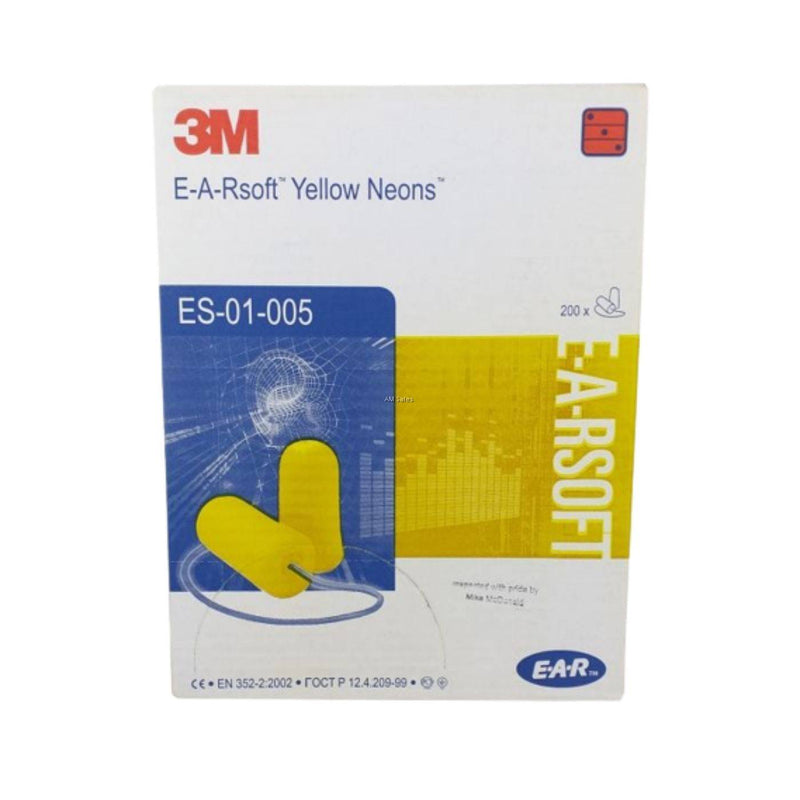E.A.R Neons Yellow Ear Plugs Corded Pack 200's {3MES01005N}