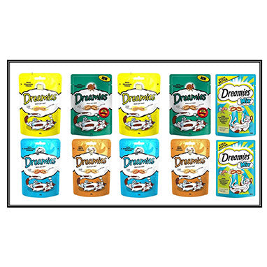 Dreamies Mega Deal 10 x 60g Delicious Crunchy Cat Treats Variety All Flavours - ONE CLICK SUPPLIES