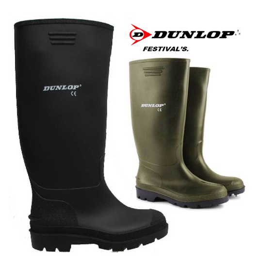 Dunlop FESTIVALS Standard Wellies in Black 100% Waterproof {Pricemastor Range} {All Sizes} - ONE CLICK SUPPLIES