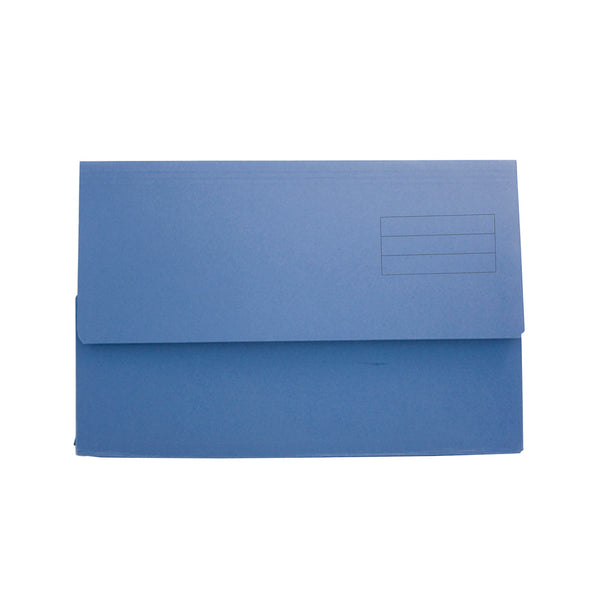 Exacompta Document Wallet Manilla Foolscap Half Flap 250gsm Blue (Pack 50) - DW250-BLUZ - ONE CLICK SUPPLIES