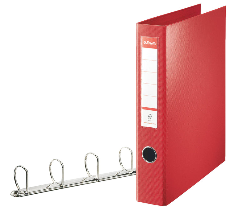 Esselte Standard Ring Binder Polypropylene 4 D-Ring A4 40mm Rings Red 82403 - ONE CLICK SUPPLIES
