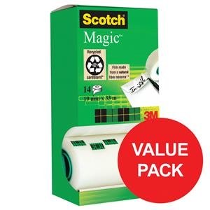 Scotch Magic 810 19mm x 33m Low Noise Invisible Tape (Pack 12 Rolls + 2 FREE Rolls) - ONE CLICK SUPPLIES