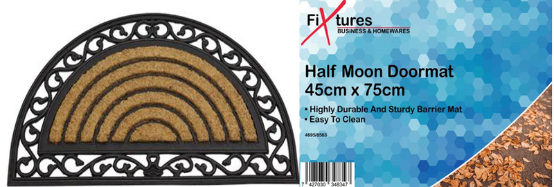 Fixtures Half Moon Heavy  Duty Coir 45x75cm Door Mat - ONE CLICK SUPPLIES
