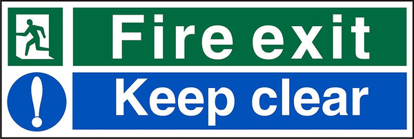Stewart Superior Fire Exit Keep Clear Sign 450x150mm - SP126SAV-450X150 - ONE CLICK SUPPLIES