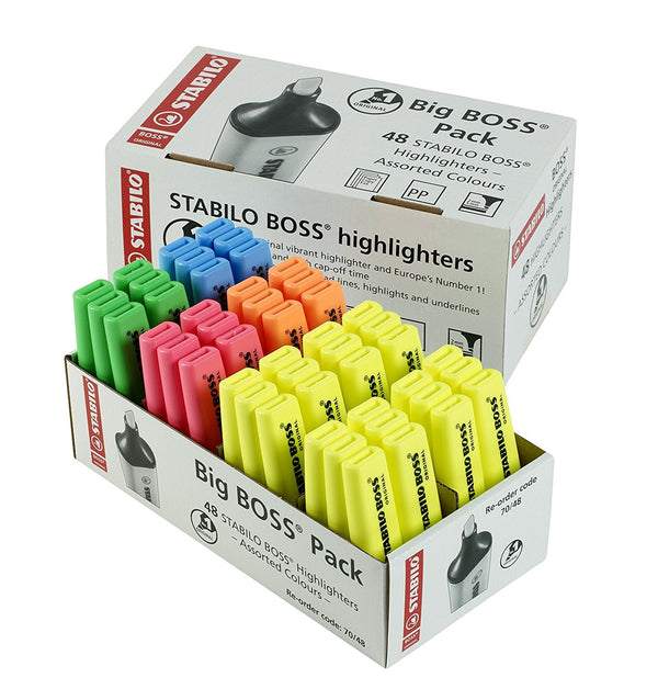 STABILO BOSS ORIGINAL Highlighter Storepack Chisel Tip 2-5mm Line 5 Assorted Colours (Pack 48) - UK/70/48-1 - ONE CLICK SUPPLIES