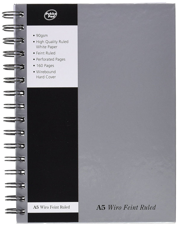 Pukka Pad A5 Wirebound Hard Cover Notebook Ruled 160 Pages Silver (Pack 5) - WRULA5 - ONE CLICK SUPPLIES