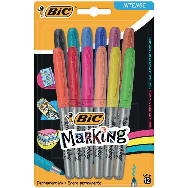 BIC Marking Colour Collection Permanent Marker Bullet Tip 0.8mm Line Assorted Colours (Pack 12) - 943163 - ONE CLICK SUPPLIES