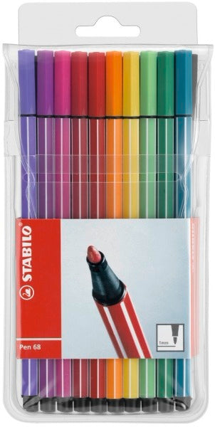 STABILO Pen 68 Fibre Tip Pen 1mm Line Assorted Colours (Wallet 10) - 6810/PL - ONE CLICK SUPPLIES