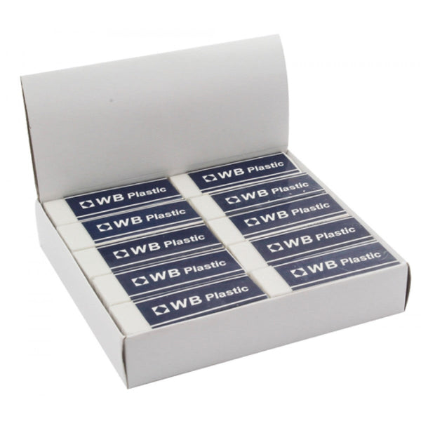 ValueX Eraser White with Blue Sleeve (Pack 20) - 792500 - ONE CLICK SUPPLIES