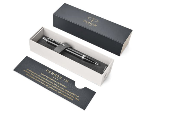 Parker IM Ballpoint Pen Black/Chrome Barrel with Blue Ink Gift Box - 1931665 - ONE CLICK SUPPLIES