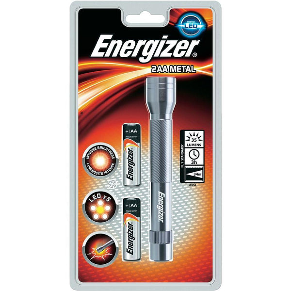 Energizer Flash Light Metal Torch 5 x LED 2 x AA Batteries - E300695901 - ONE CLICK SUPPLIES