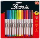 Sharpie Permanent Marker Ultra Fine Tip 0.5mm Line Assorted Colours (Pack 12) - 2065408 - ONE CLICK SUPPLIES