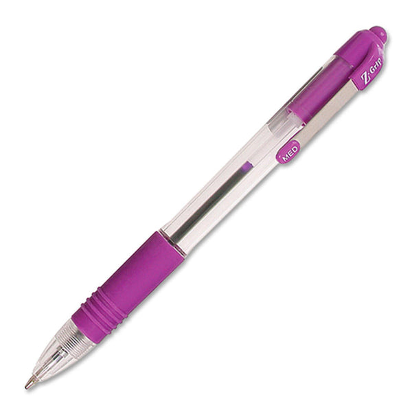 Zebra Z-Grip Retractable Ballpoint Pen 1.0mm Tip Violet (Pack 12) - 22280 - ONE CLICK SUPPLIES
