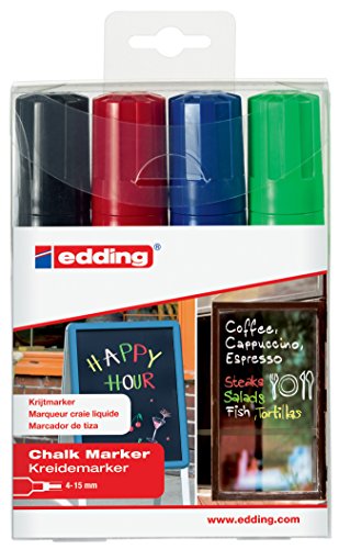 edding 4090 Chalk Marker Chisel Tip 4-15mm Line Assorted Colours (Pack 4) - 4090-4999 - ONE CLICK SUPPLIES