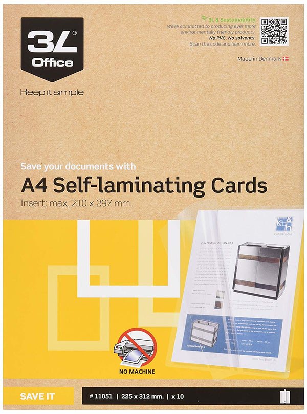 3L Self Laminating Card Polypropylene A4 (Pack 10) 11051 - ONE CLICK SUPPLIES