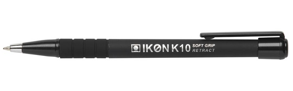 ValueX Retractable Ballpoint Pen Soft Grip 1.0mm Tip 0.7mm Line Black (Pack 12) - K10-01 - ONE CLICK SUPPLIES