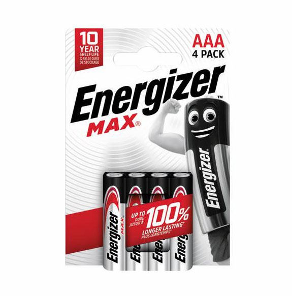 Energizer Max AAA Alkaline Batteries (Pack 4) - E300816100 - ONE CLICK SUPPLIES