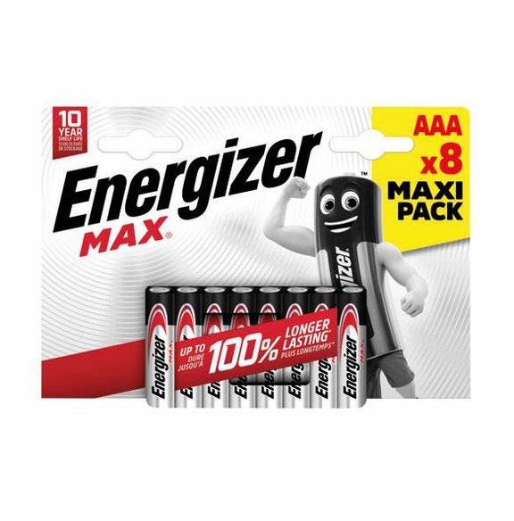 Energizer Max AAA Alkaline Batteries (Pack 8) - E300112100 - ONE CLICK SUPPLIES