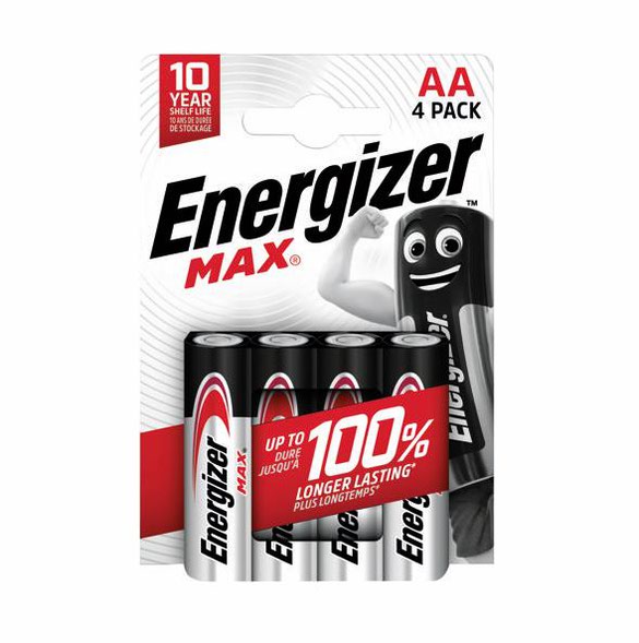Energizer Max AA Alkaline Batteries (Pack 4) - E301530700 - ONE CLICK SUPPLIES
