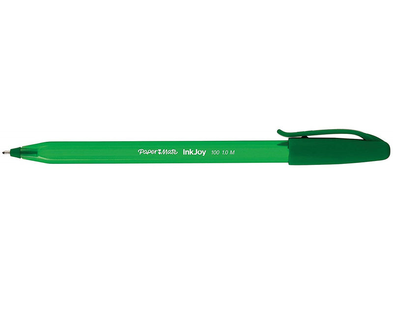 Paper Mate InkJoy 100 Ballpoint Pen 1.0mm Tip 0.7mm Line Green (Pack 50) - S0957150 - ONE CLICK SUPPLIES