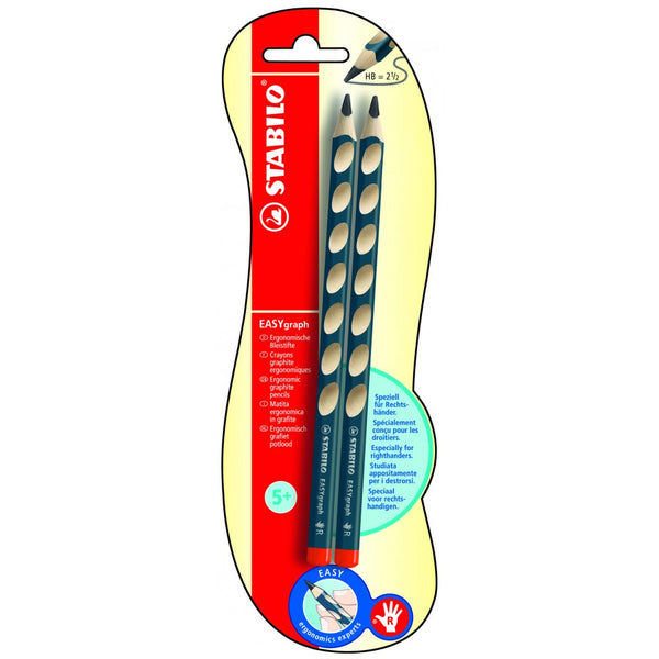 STABILO EASYgraph HB Pencil Right Handed (Pack 2) - B-39890-10 - ONE CLICK SUPPLIES