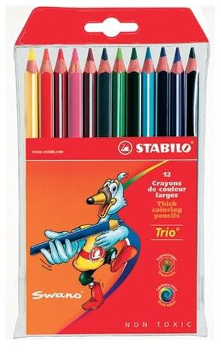 STABILO Trio Thick Colouring Pencil Assorted Colours (Pack 12) - 203/12-01 - ONE CLICK SUPPLIES