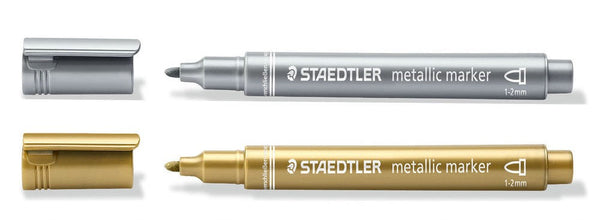 Staedtler Metallic Marker Bullet Tip 1-2mm Line Gold and Silver (Pack 2) - 8323-SBK2 - ONE CLICK SUPPLIES