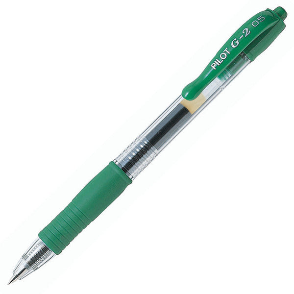 Pilot G-205 Retractable Gel Rollerball Pen 0.5mm Tip 0.32mm Line Green (Pack 12) - 40101204 - ONE CLICK SUPPLIES