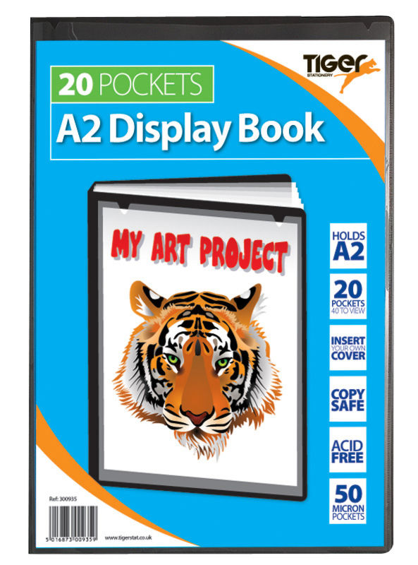 Tiger A2 Presentation Display Book 20 Pocket Black - 300935 - ONE CLICK SUPPLIES