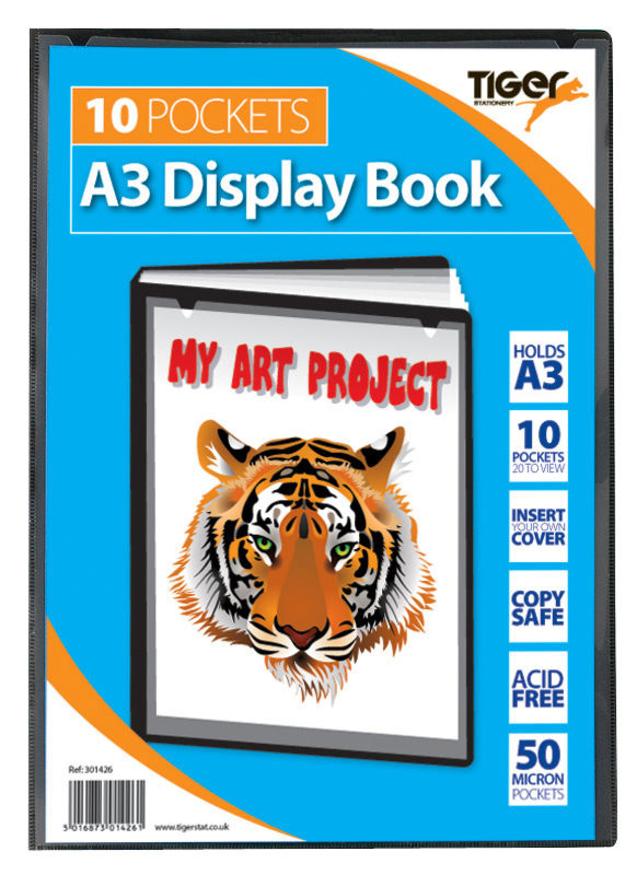 Tiger A3 Presentation Display Book 10 Pocket Black - 301426 - ONE CLICK SUPPLIES