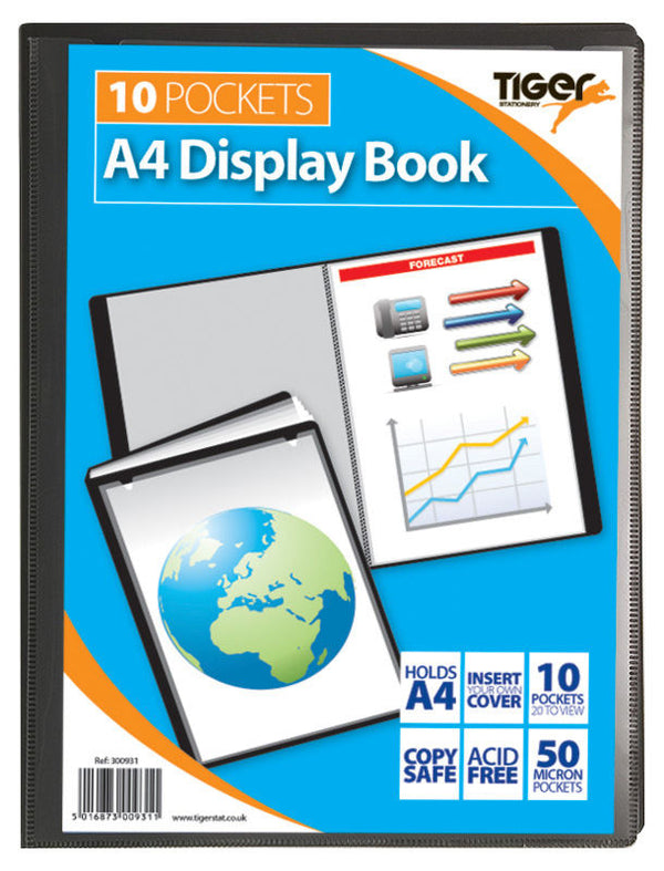 Tiger A4 Presentation Display Book 10 Pocket Black - 300931 - ONE CLICK SUPPLIES