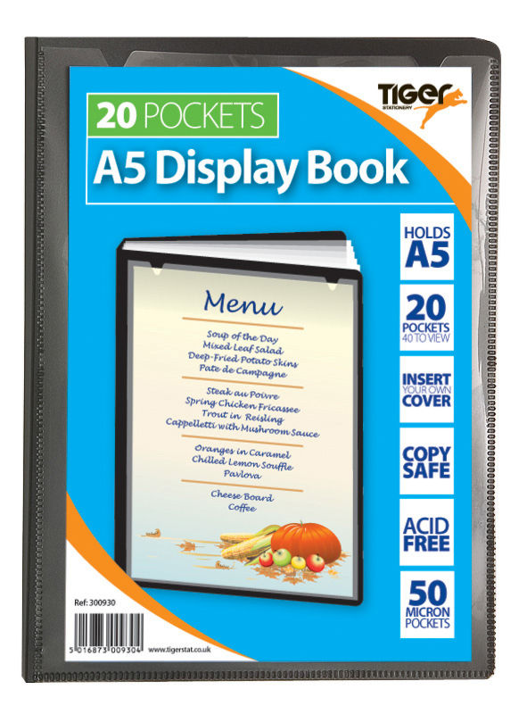 Tiger A5 Presentation Display Book 20 Pocket Black - 300930 - ONE CLICK SUPPLIES
