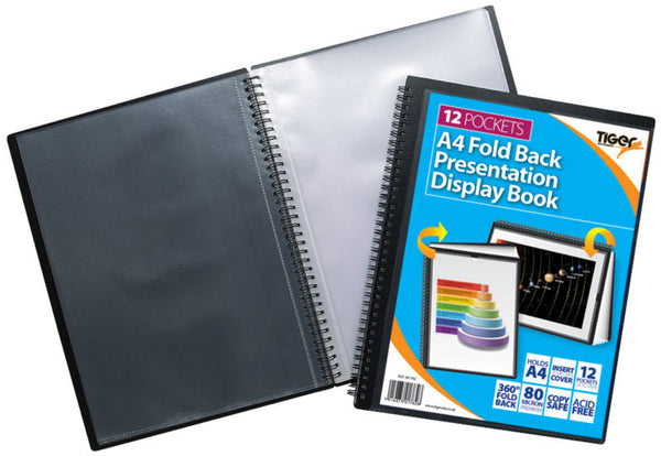 Tiger A4 Fold Back Display Book 12 Pocket Black - 301782 - ONE CLICK SUPPLIES