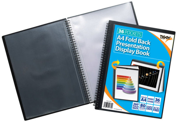 Tiger A4 Fold Back Display Book 36 Pocket Black - 301784 - ONE CLICK SUPPLIES