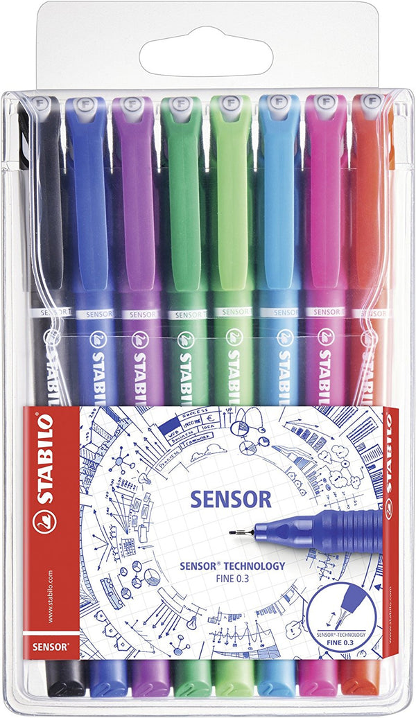 STABILO SENSOR fine Pen 0.3mm Line Assorted Colours (Wallet 8) - 189/8 - ONE CLICK SUPPLIES