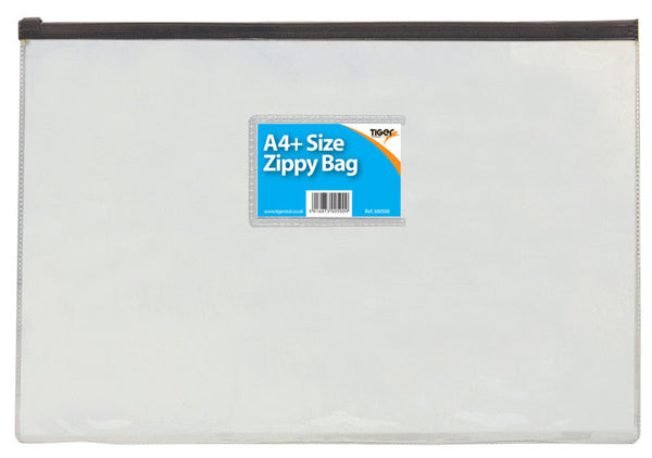 Tiger Zippy Bag Polypropylene A4+ 180 Micron Clear with Assorted Colour Zips - 300500 - ONE CLICK SUPPLIES