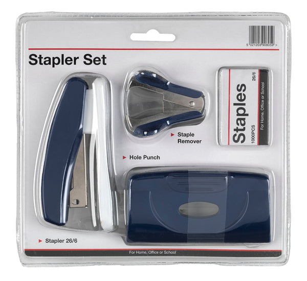ValueX Stapler Staple Remover and Hole Punch Set Blue - SPSET03 - ONE CLICK SUPPLIES