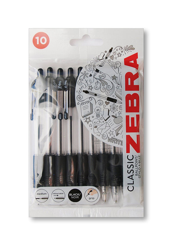 Zebra Z-Grip Retractable Ballpoint Pen 1.0mm Tip Black (Pack 10) - 1951 - ONE CLICK SUPPLIES