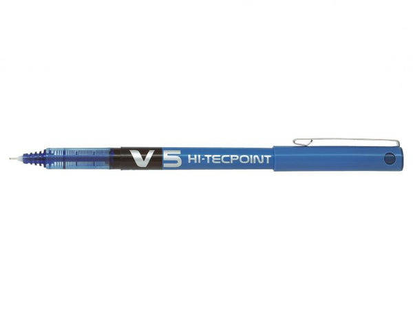 Pilot V5 Hi-Tecpoint Liquid Ink Rollerball Pen 0.5mm Tip 0.3mm Line Blue (Pack 20) - 3131910516514 - ONE CLICK SUPPLIES