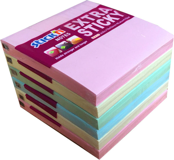 ValueX Extra Sticky Notes 76x76mm 90 Sheets Pastel Colours (Pack 6) 21659 - ONE CLICK SUPPLIES