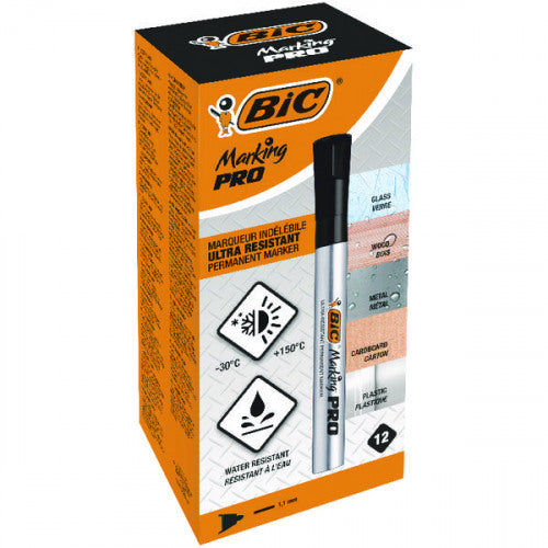 Bic Marking Pro Permanent Marker Bullet Tip 1.1mm Line Black (Pack 12) - 964800 - ONE CLICK SUPPLIES